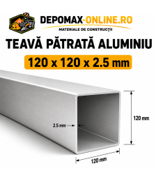 Teava patrata aluminiu 120 x 120 x 2.5 mm, 6 metri (EN AW-6060)